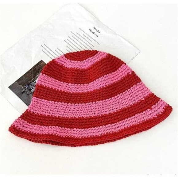 Crochet bucket hat women knitted fisherman cap boho travel beach summer sun hat